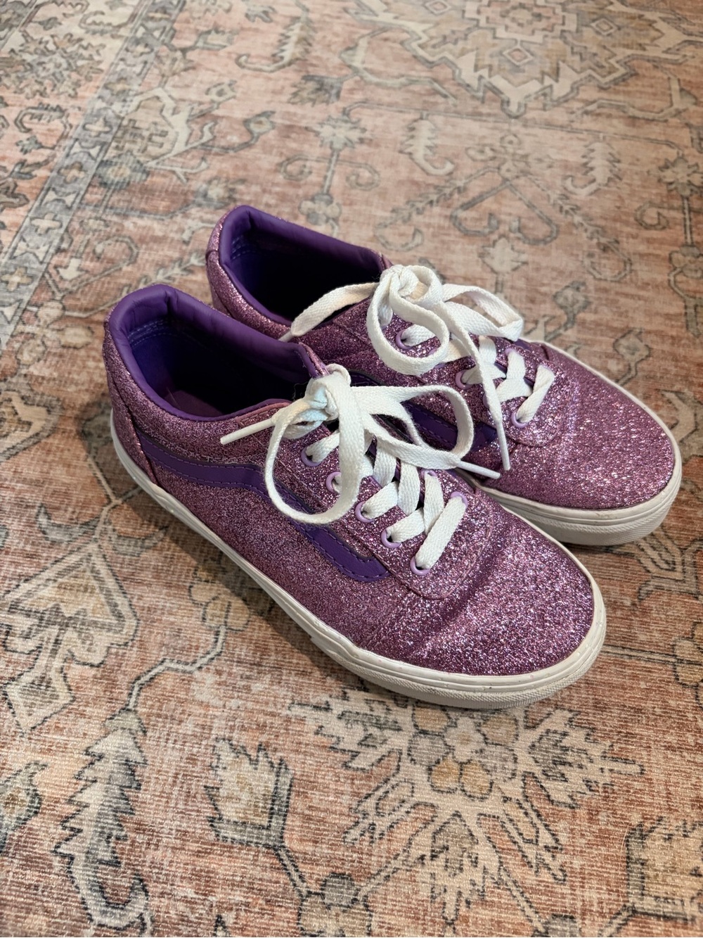 Vans Girls Purple Glitter Lace-Up Sneakers